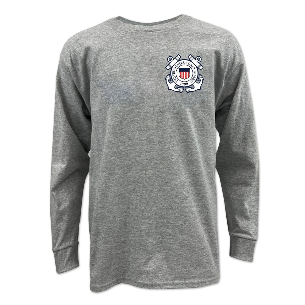 Pick Your Design Coast Guard Youth Long Sleeve T-Shirt (Grey)