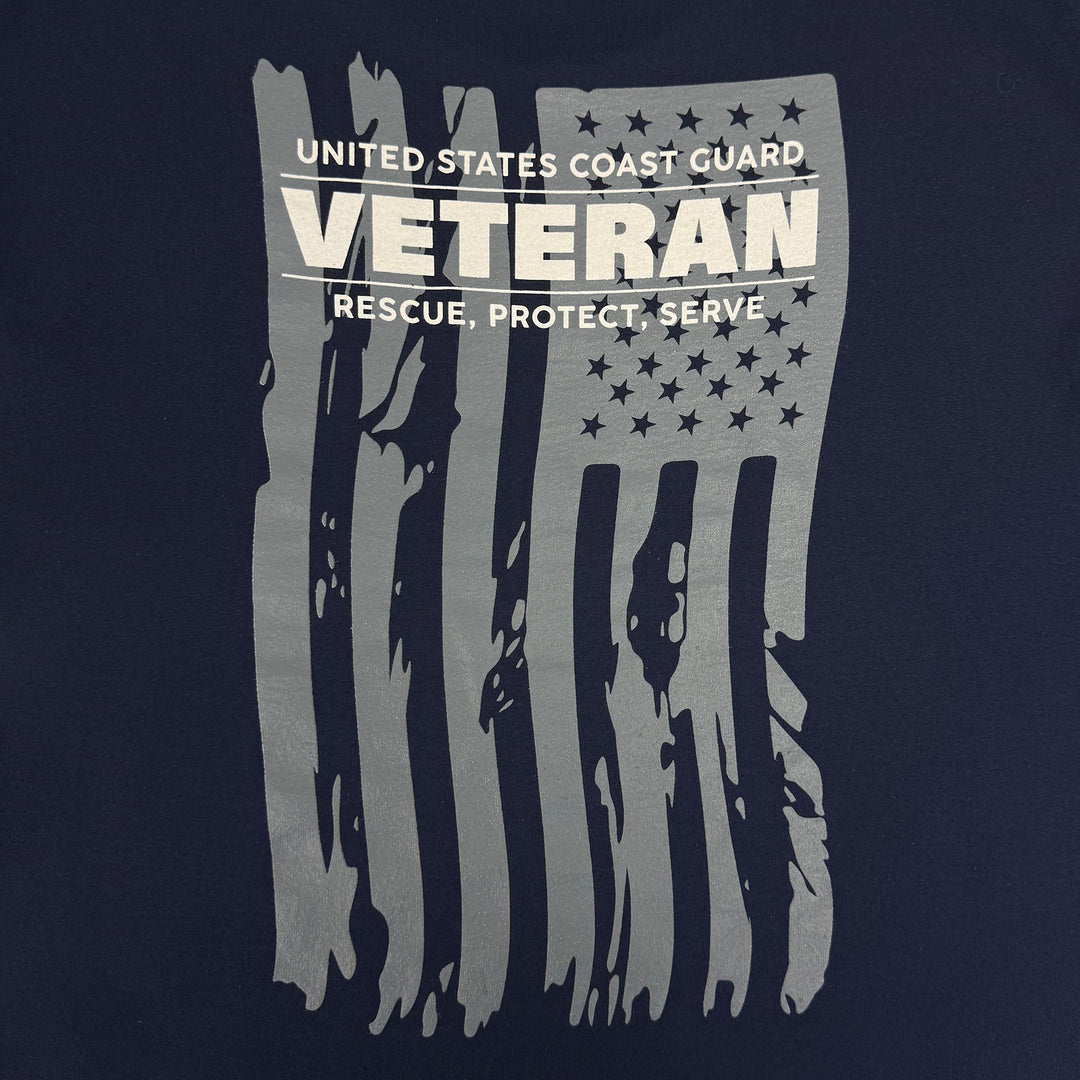 Coast Guard Veteran Flag Long Sleeve T-Shirt (Navy)