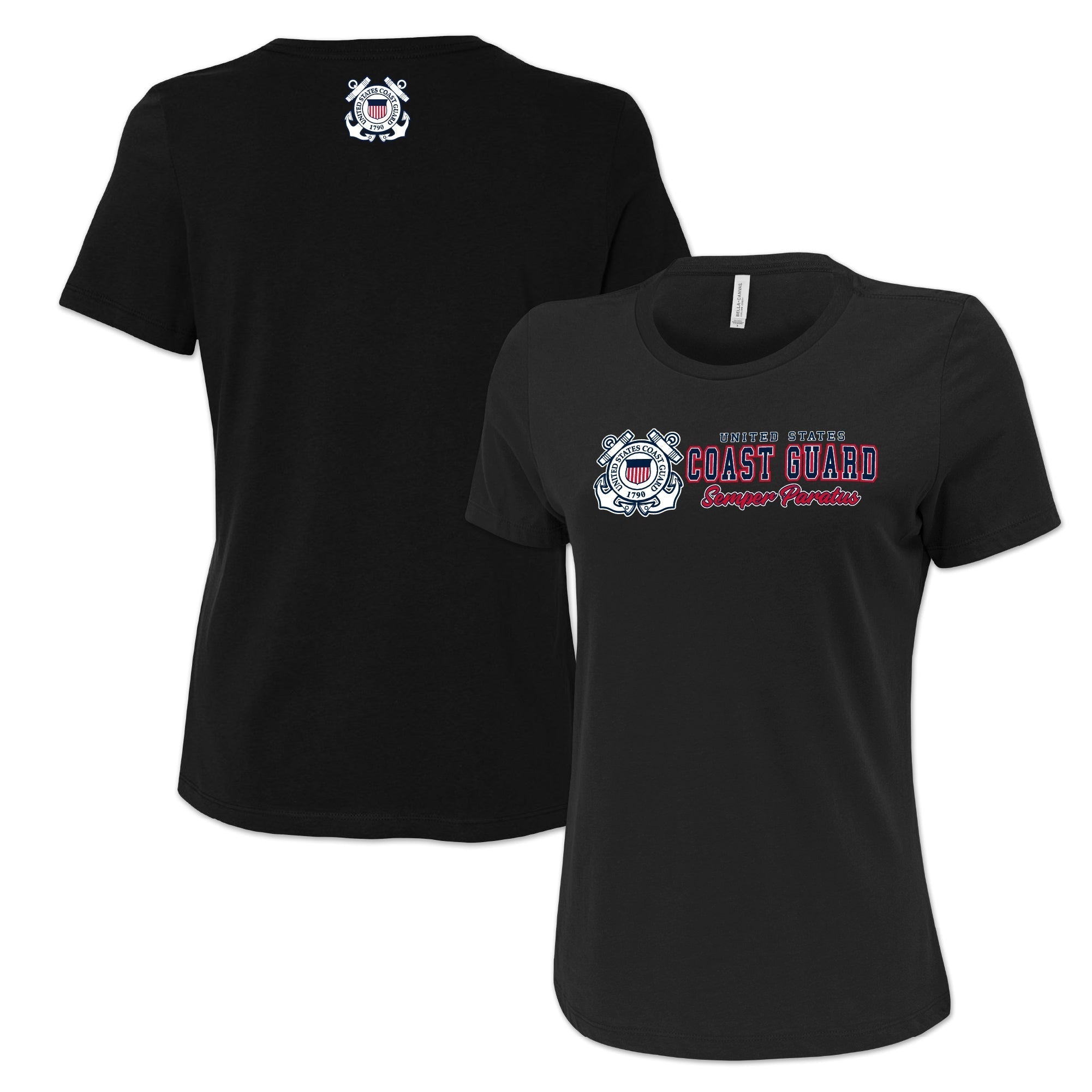Pick Your Design Coast Guard Ladies T-Shirt (Black)