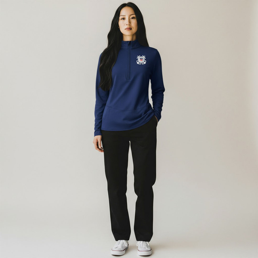 Coast Guard Ladies Flex Quarter Zip (Navy)