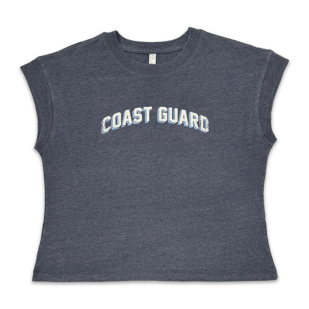 Coast Guard Ladies Distressed Arch T-Shirt (Washed Navy)