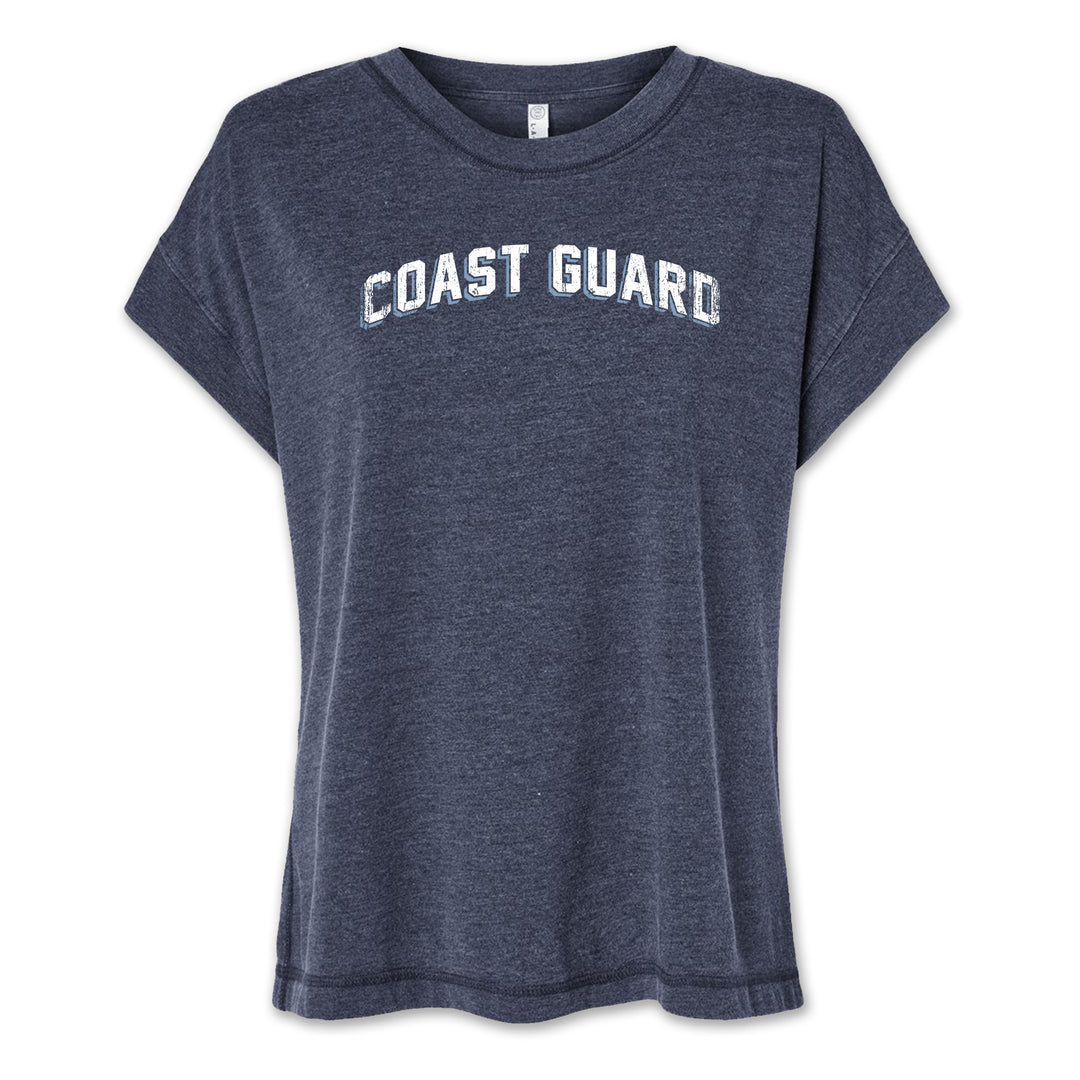 Coast Guard Ladies Distressed Arch T-Shirt (Washed Navy)