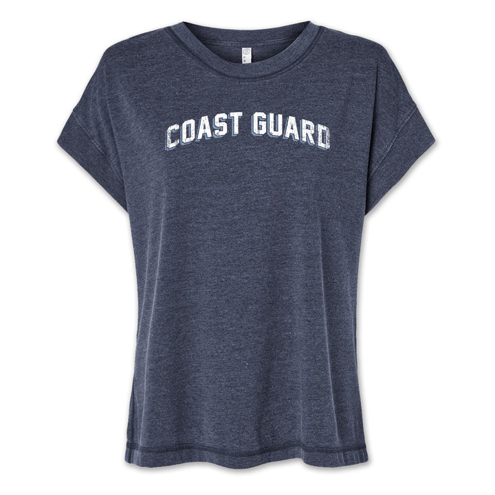 Coast Guard Ladies Distressed Arch T-Shirt (Washed Navy)
