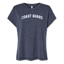 Load image into Gallery viewer, Coast Guard Ladies Distressed Arch T-Shirt (Washed Navy)