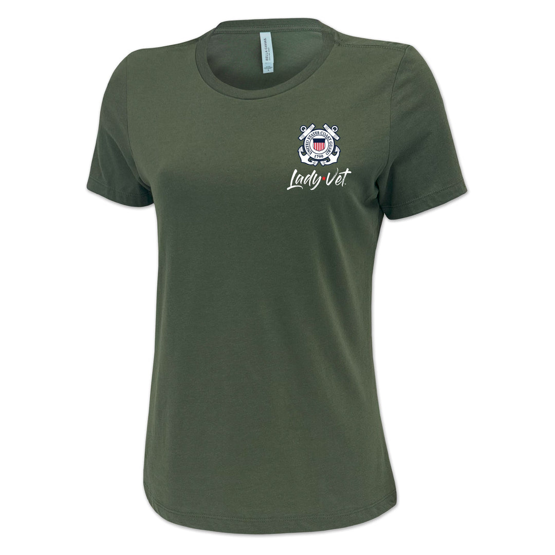 Coast Guard Lady Vet Left Chest Logo Ladies T-Shirt