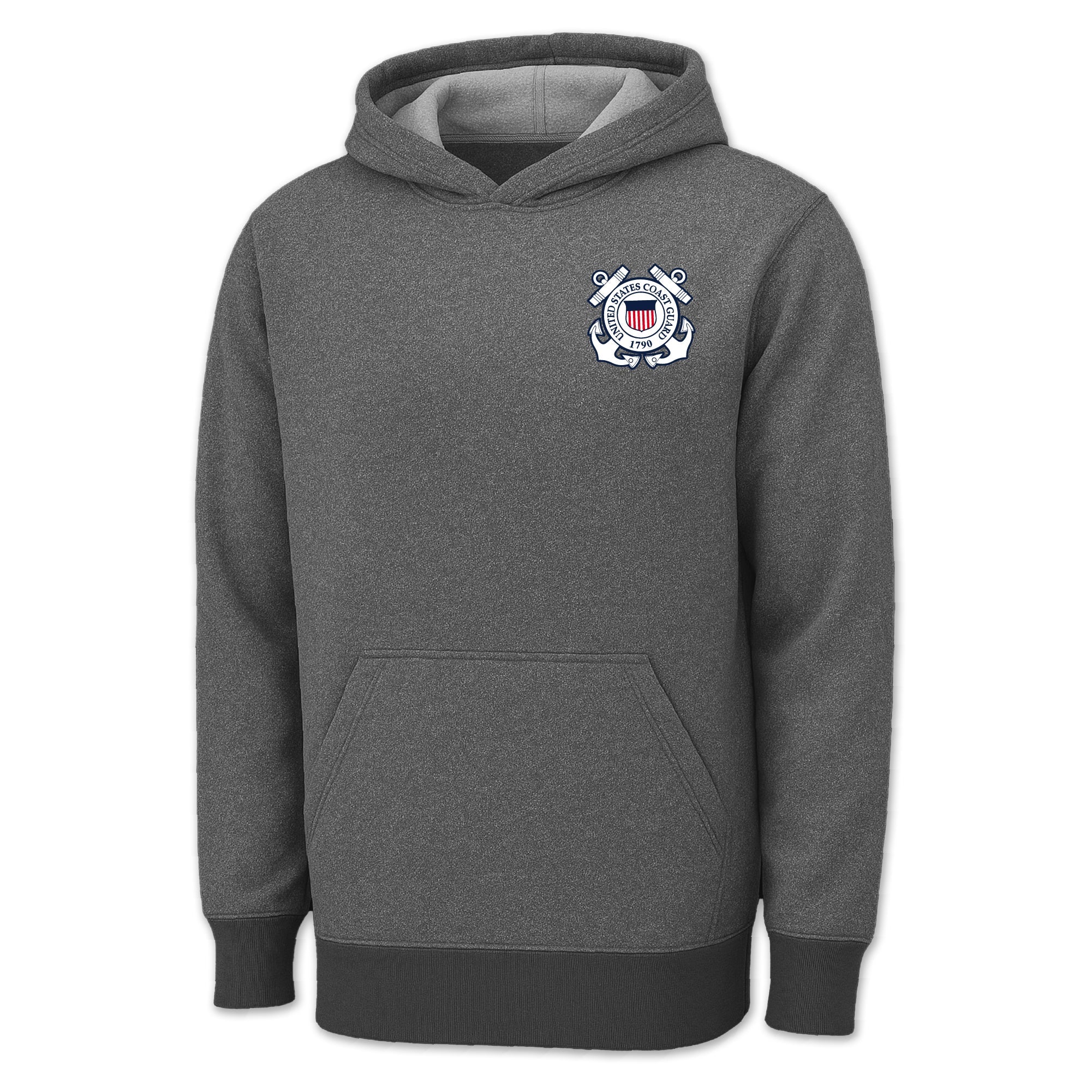 Coast Guard Seal Left Chest Logo Performance Hood (Grey)