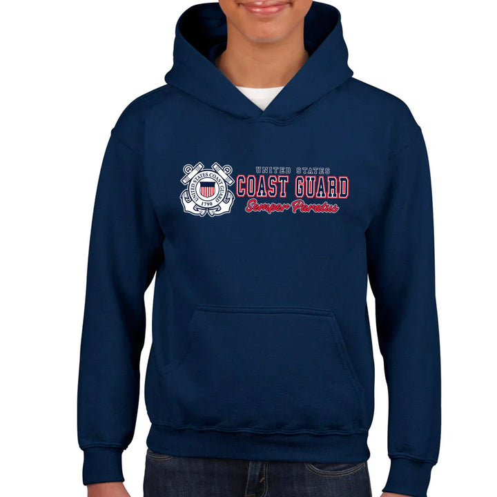 Coast Guard Semper Paratus Chest Print Youth Hood