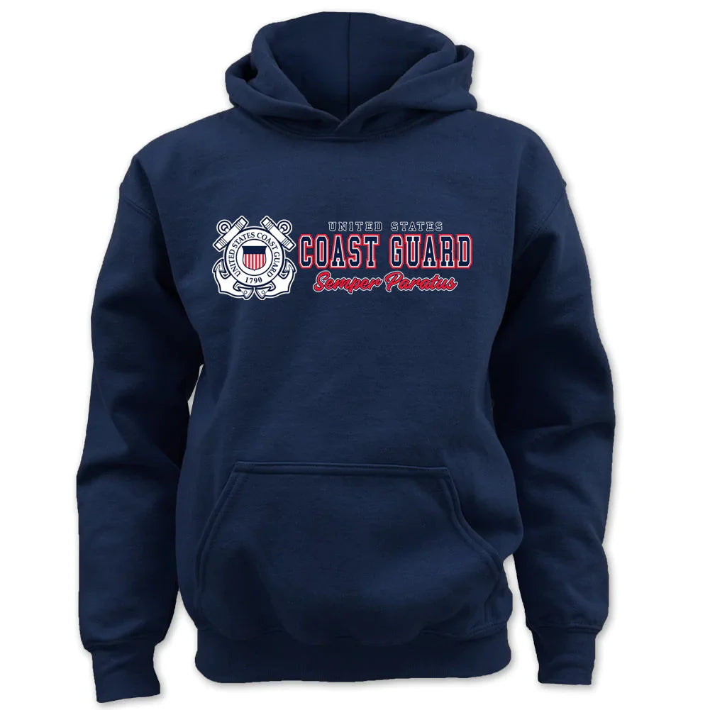 Coast Guard Semper Paratus Chest Print Youth Hood