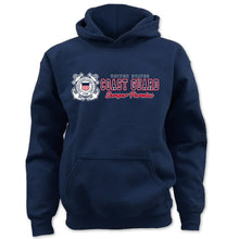 Load image into Gallery viewer, Pick Your Design Coast Guard Youth Hooded Sweatshirt (Navy)