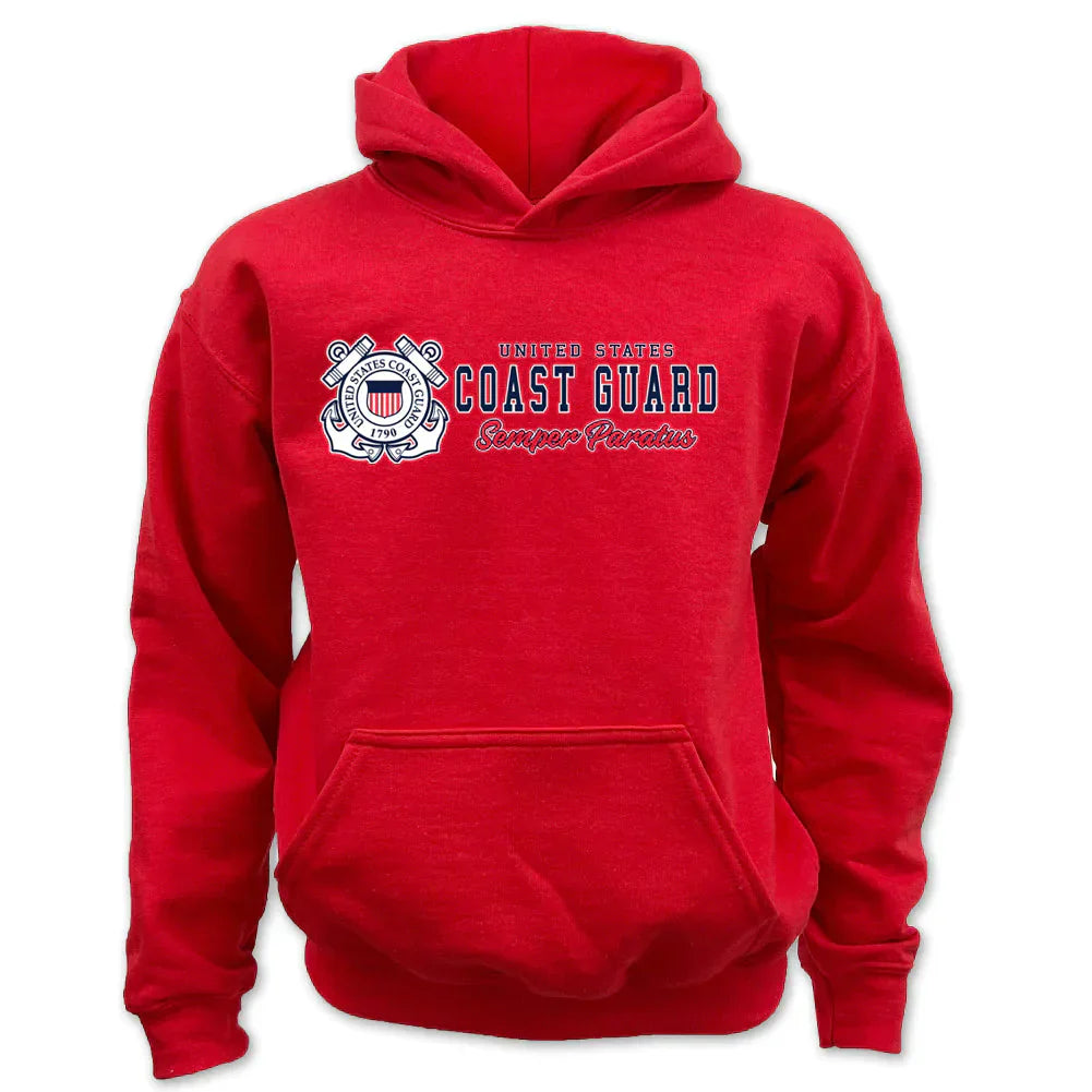 Pick Your Design Coast Guard Youth Hooded Sweatshirt (Red)