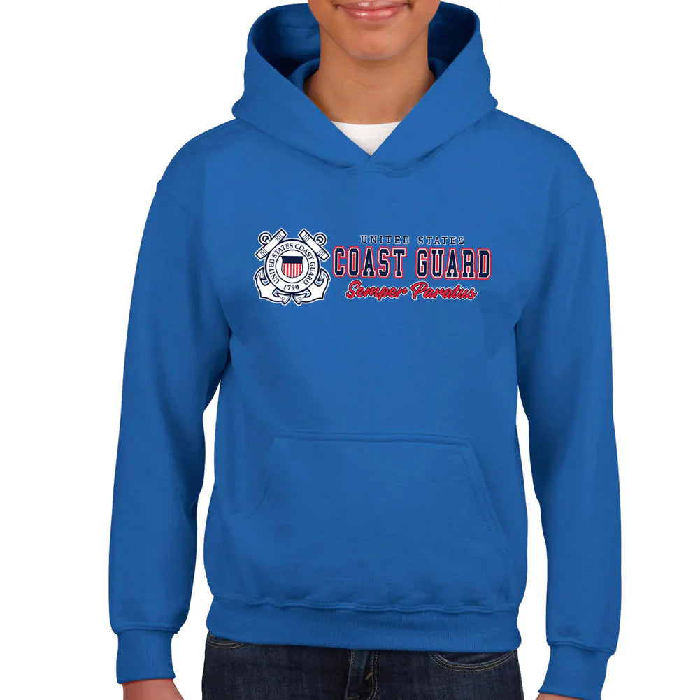 Coast Guard Semper Paratus Chest Print Youth Hood