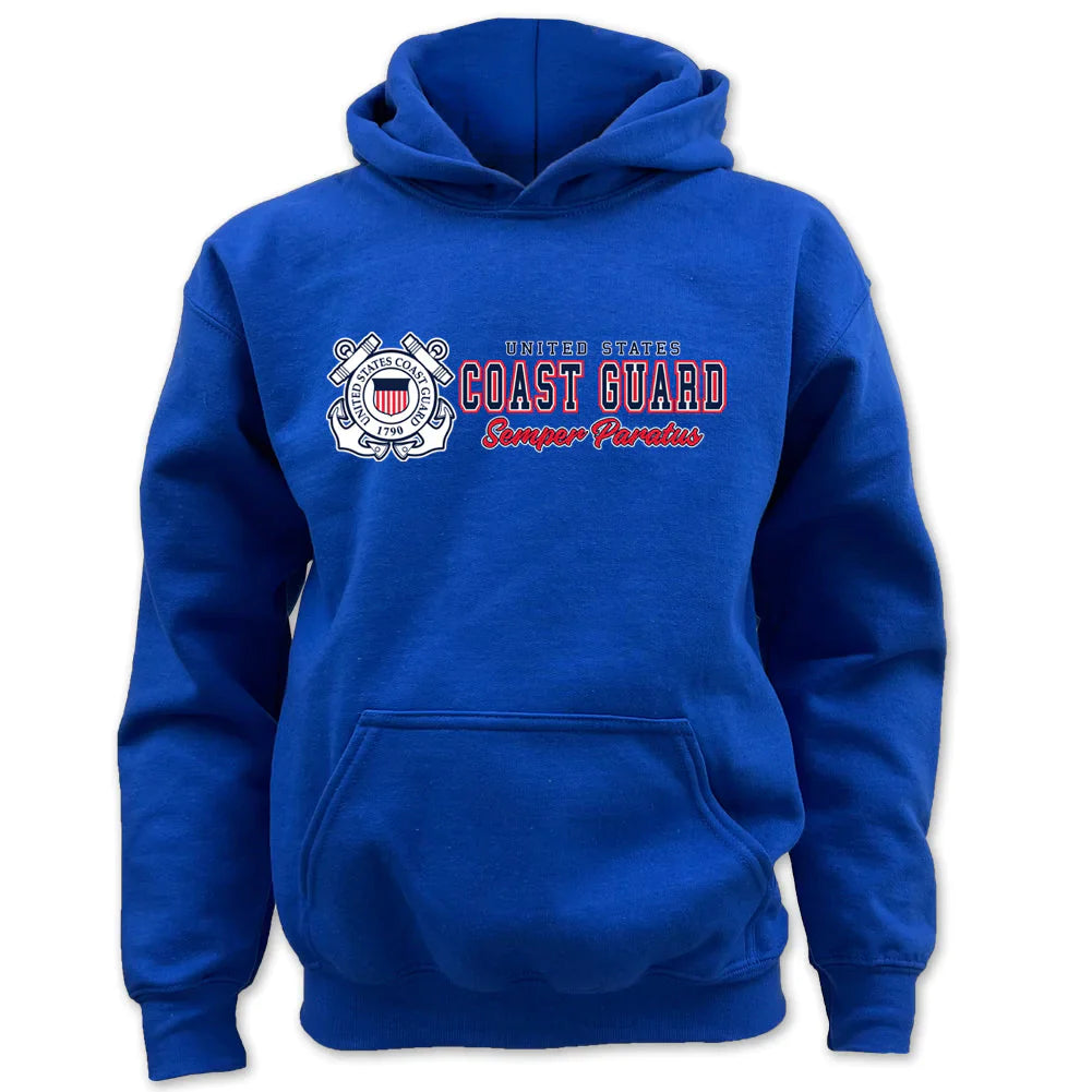 Coast Guard Semper Paratus Chest Print Youth Hood
