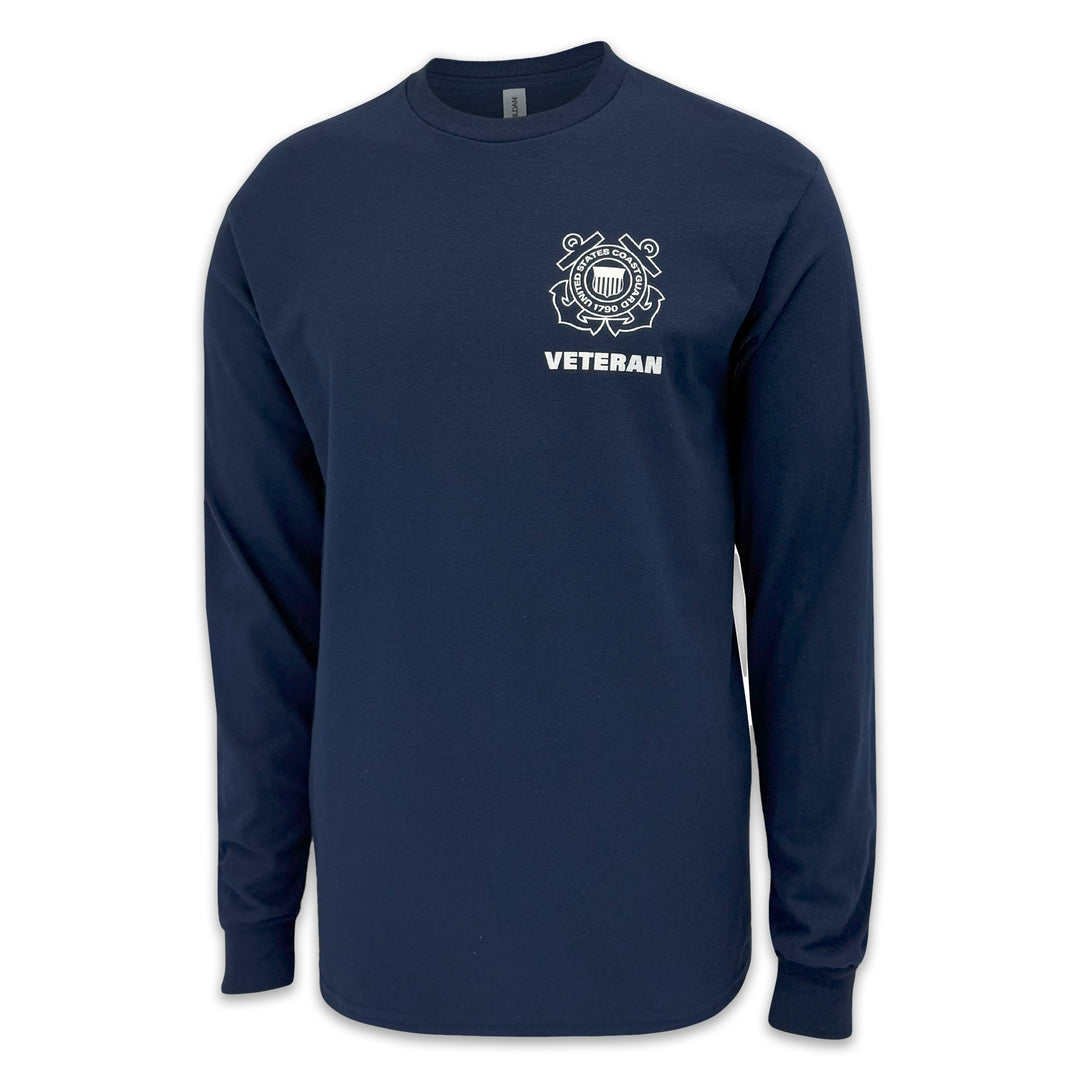 Coast Guard Veteran Flag Long Sleeve T-Shirt (Navy)