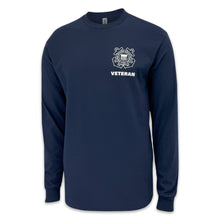Load image into Gallery viewer, Coast Guard Veteran Flag Long Sleeve T-Shirt (Navy)