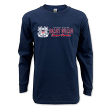 Load image into Gallery viewer, Pick Your Design Coast Guard Youth Long Sleeve T-Shirt (Navy)