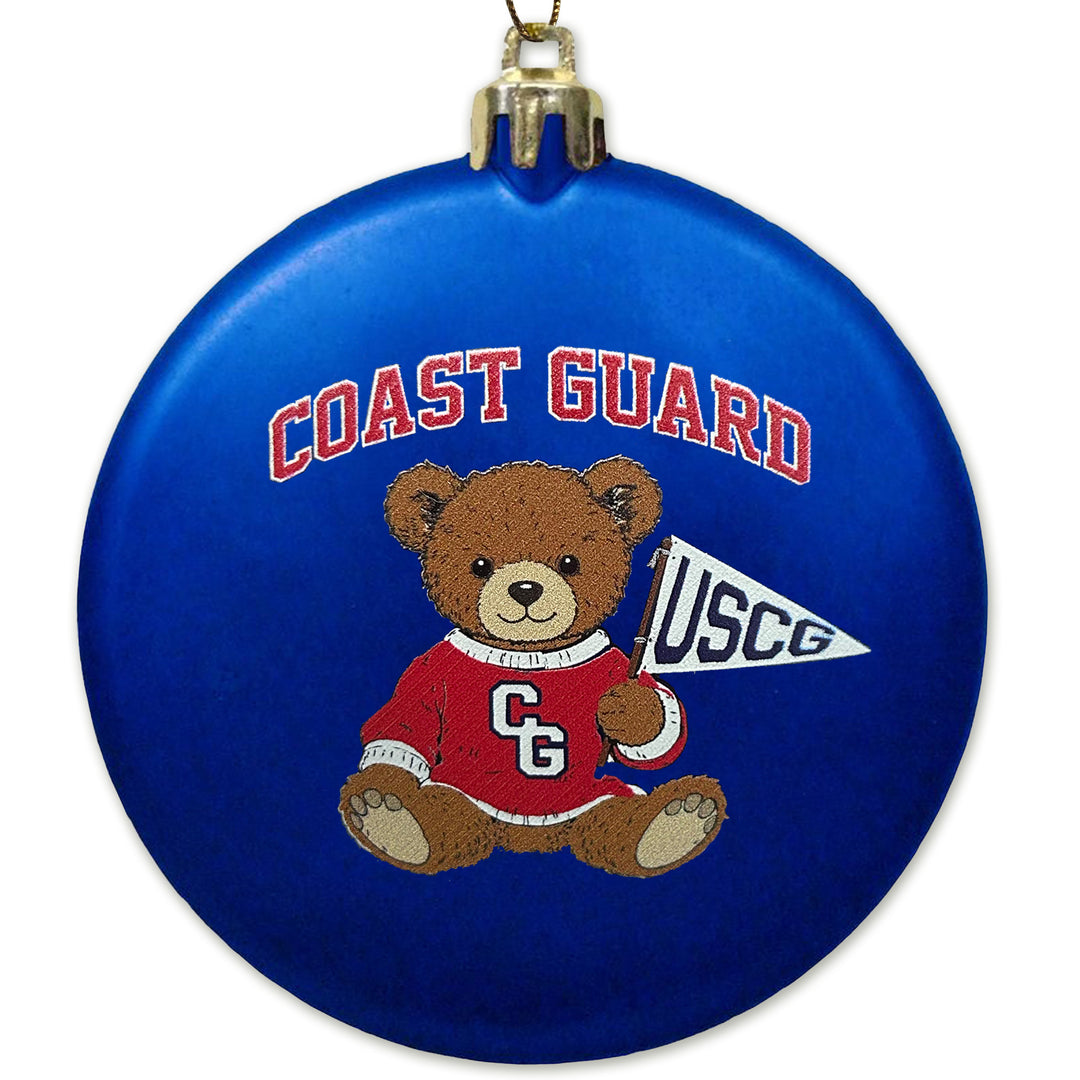 Coast Guard Teddy Bear 3" Satin Finish Flat Shatterproof Ornament (Blue)
