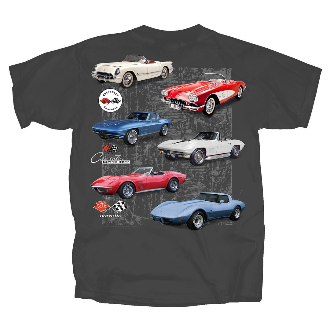 Corvette Stingray Red White and Blue T-Shirt (Charcoal)