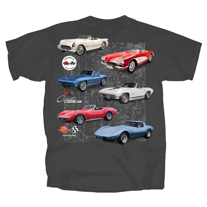 Corvette Stingray Red White and Blue T-Shirt (Charcoal)