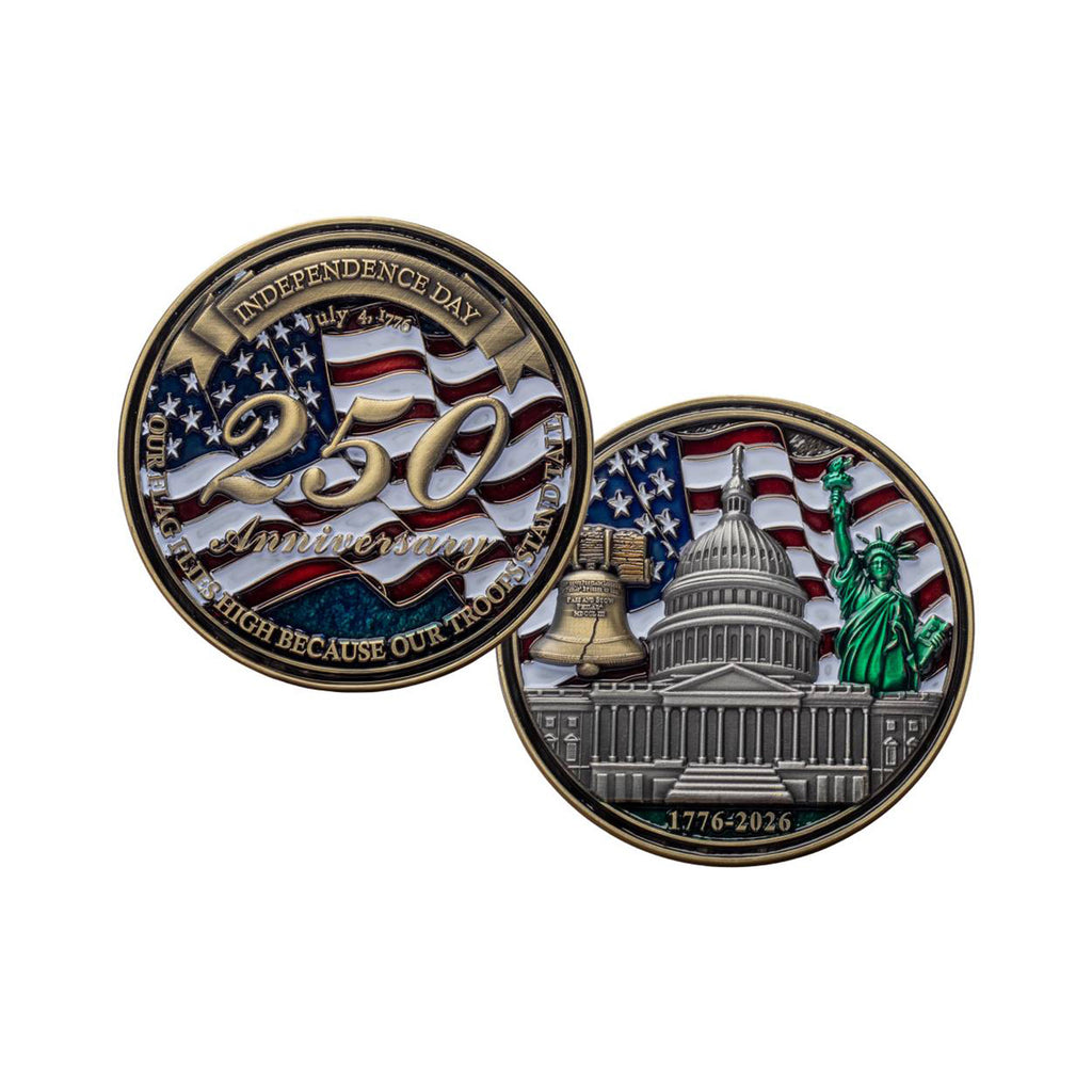 Exclusive Limited Edition 3”x3” America 250 Challenge Coin – Armed