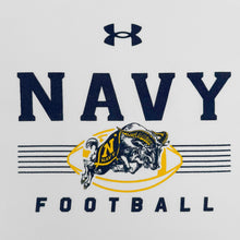 Load image into Gallery viewer, Navy Under Armour Football Tech Stretch T-Shirt (White)