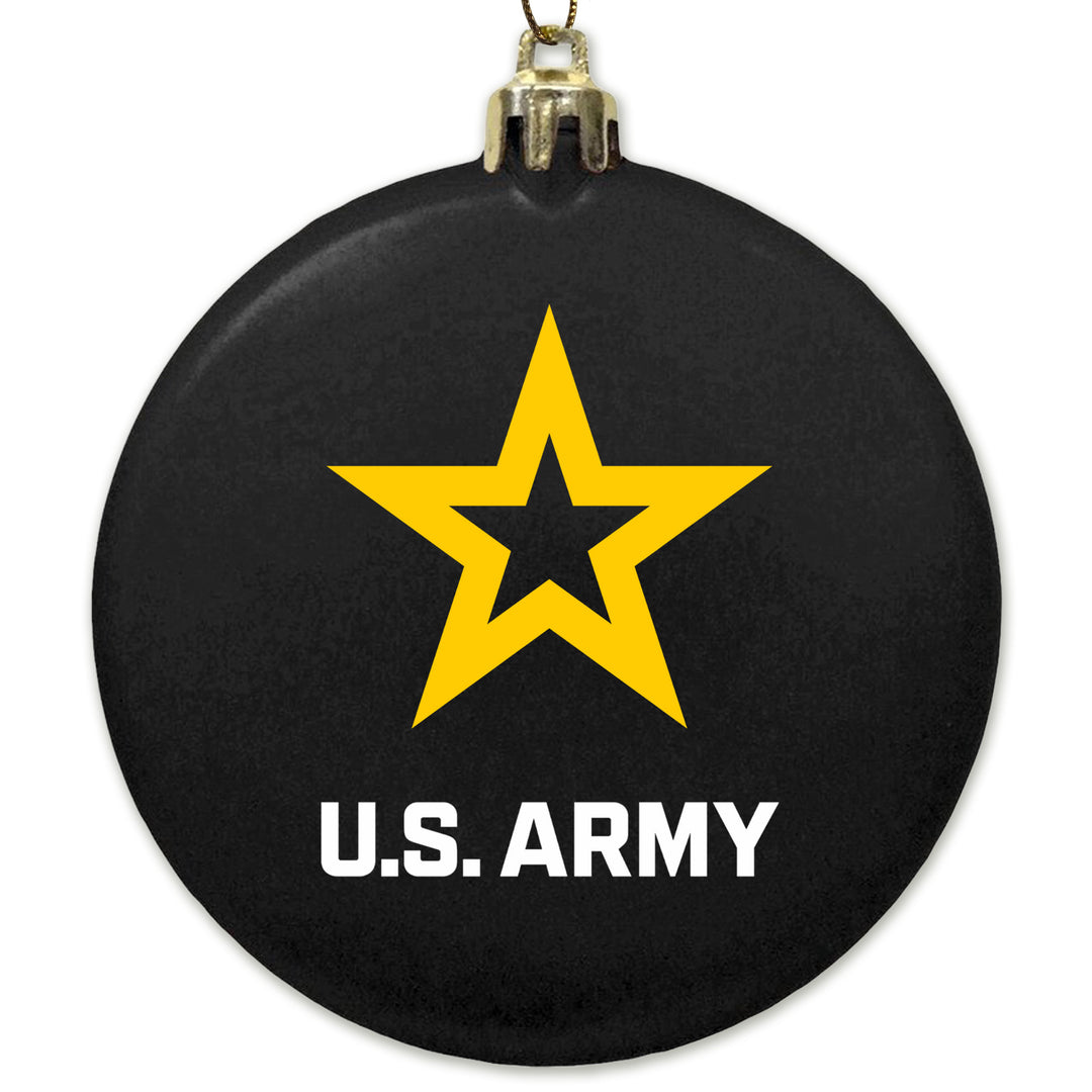 Army Star 3" Satin Finish Flat Shatterproof Ornament (Black)