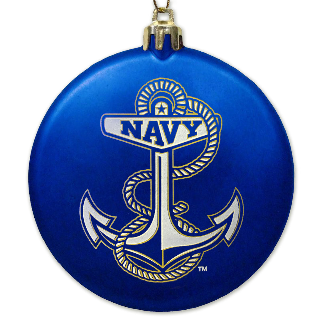 Navy 2025 Anchor 3" Satin Finish Flat Shatterproof Ornament (Blue)