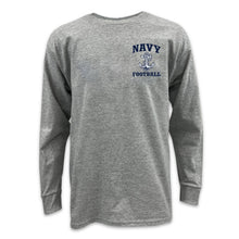 Load image into Gallery viewer, Navy Youth Anchor Football Long Sleeve T-Shirt