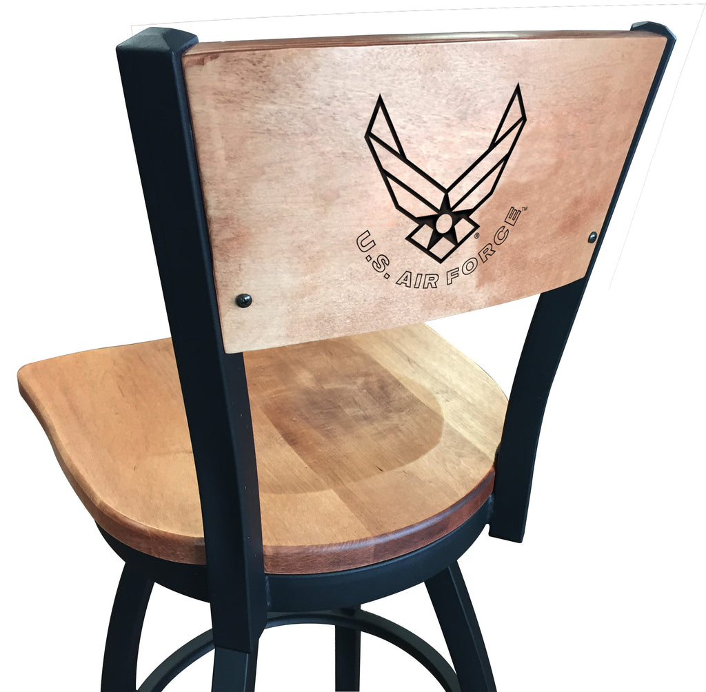 Air Force Wings Swivel Stool with Laser Engraved Back