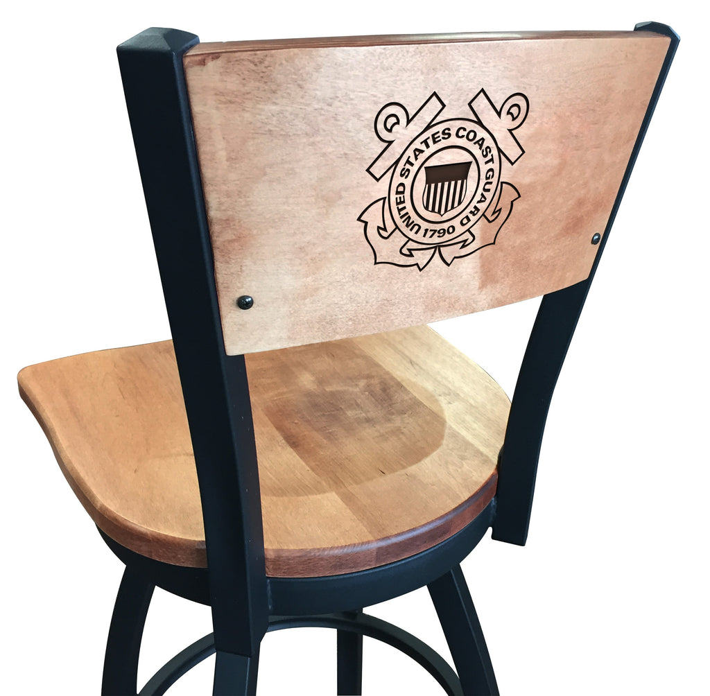 Coast Guard Seal Swivel Stool with Laser Engraved Back