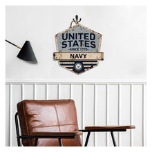 Load image into Gallery viewer, Navy Rustic Badge Logo Sign