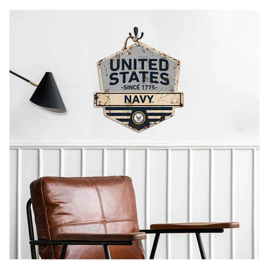 Navy Rustic Badge Logo Sign*