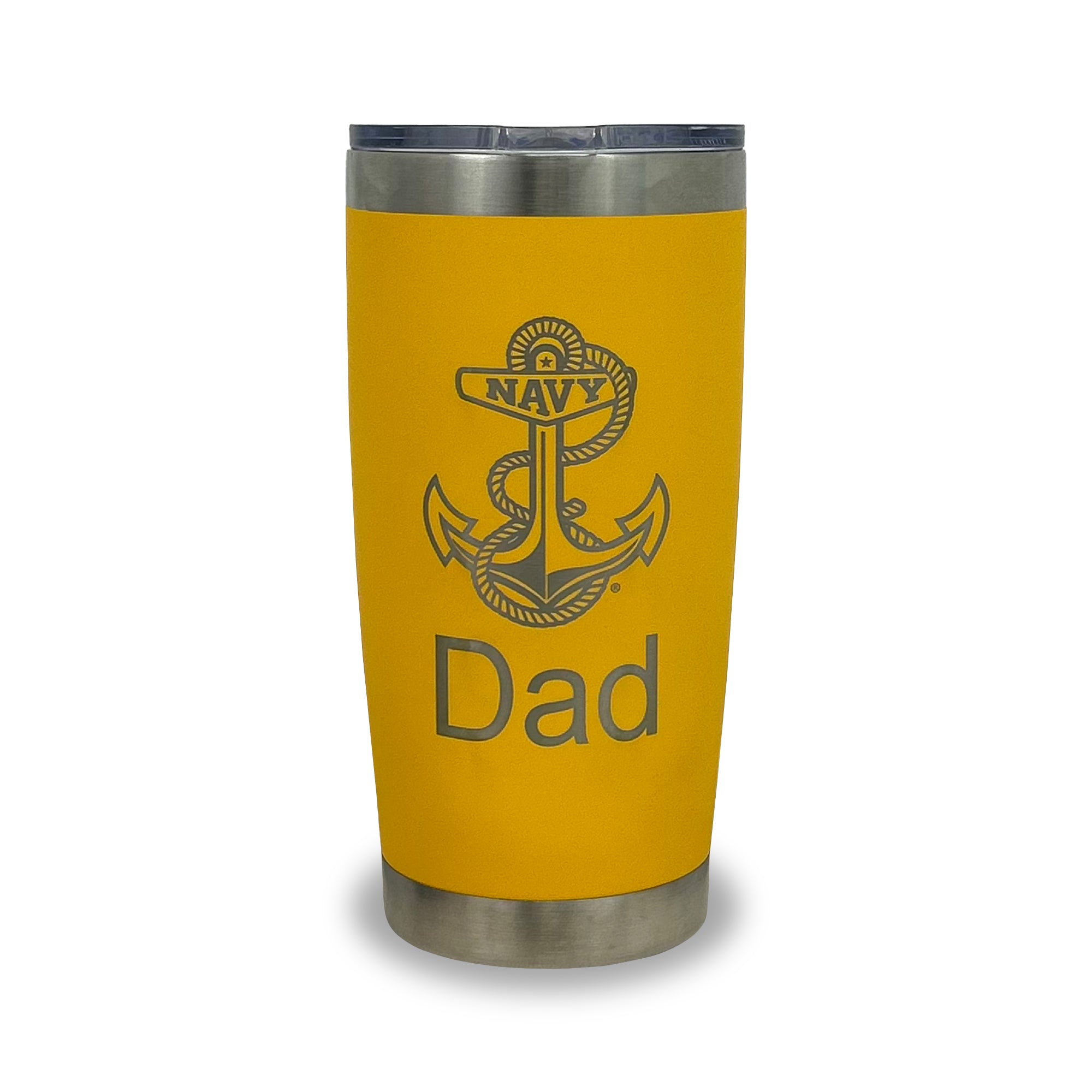 Navy Dad 20oz Stainless Steel Tumbler (Yellow)