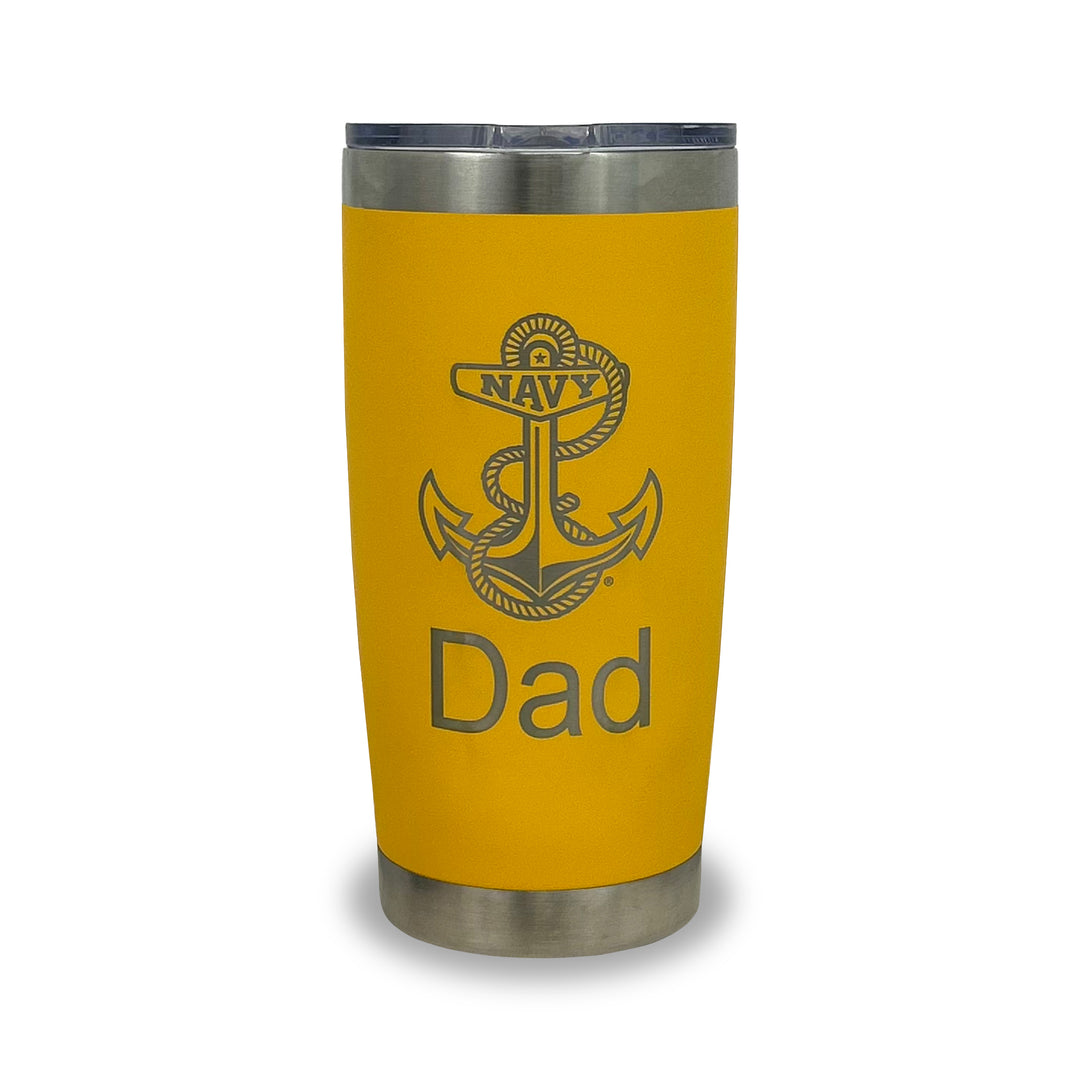 Navy Dad 20oz Stainless Steel Tumbler (Yellow)