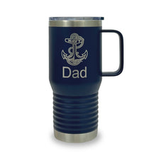 Load image into Gallery viewer, Navy Dad 20oz Handled Travel Mug (Navy Blue)