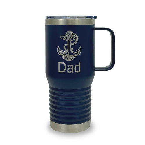 Navy Dad 20oz Handled Travel Mug (Navy Blue)