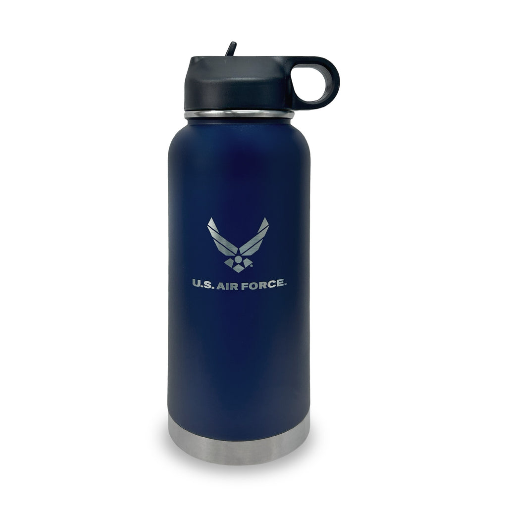 Air Force Wings Stainless Steel Laser Etched 32oz Water Bottle (Navy)
