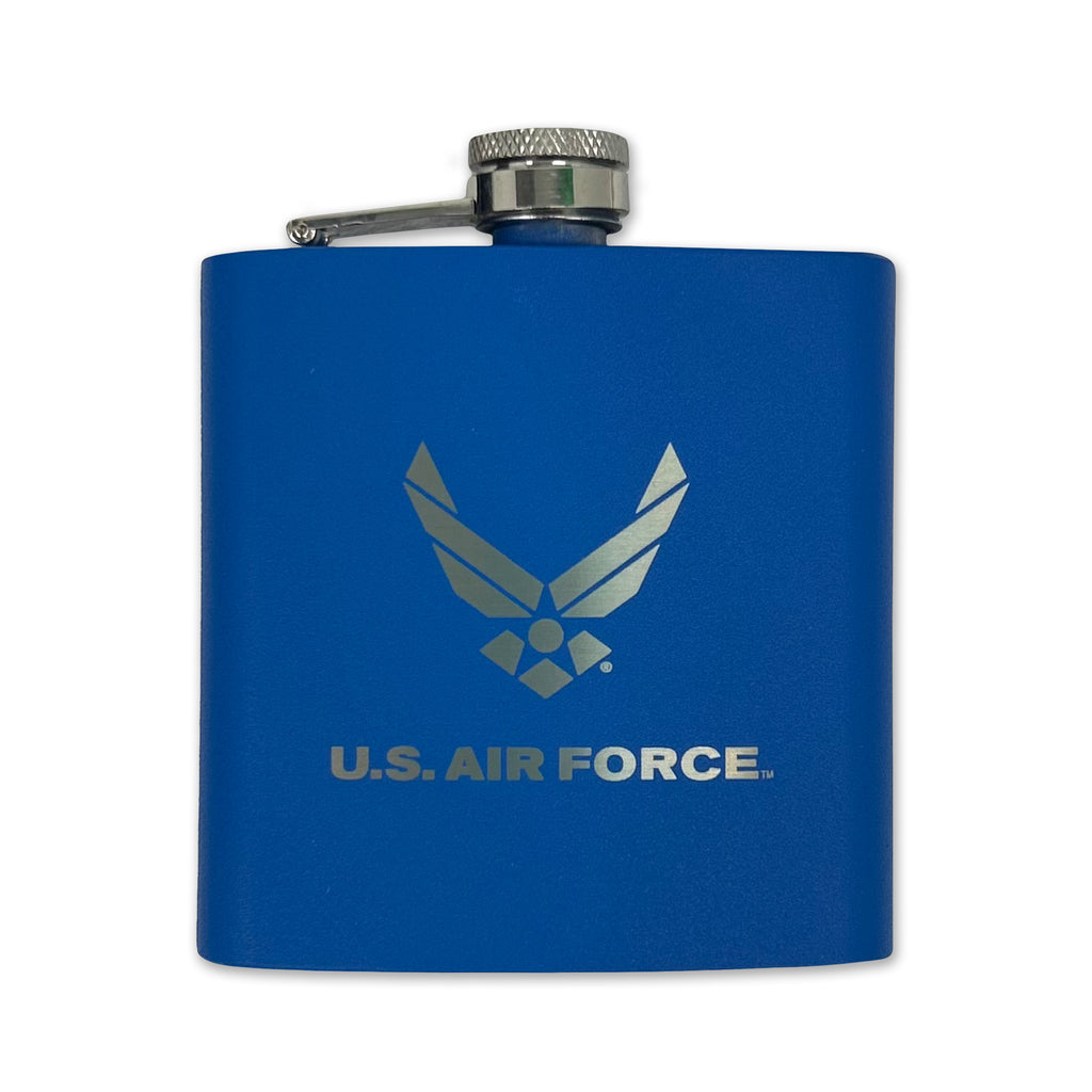 Air Force Wings 6oz Laser Etched Stainless Flask (Royal)