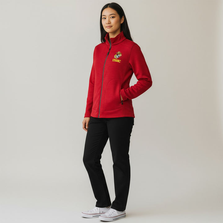 Ladies Embroidered EGA Full Zip Fleece Jacket (Red)