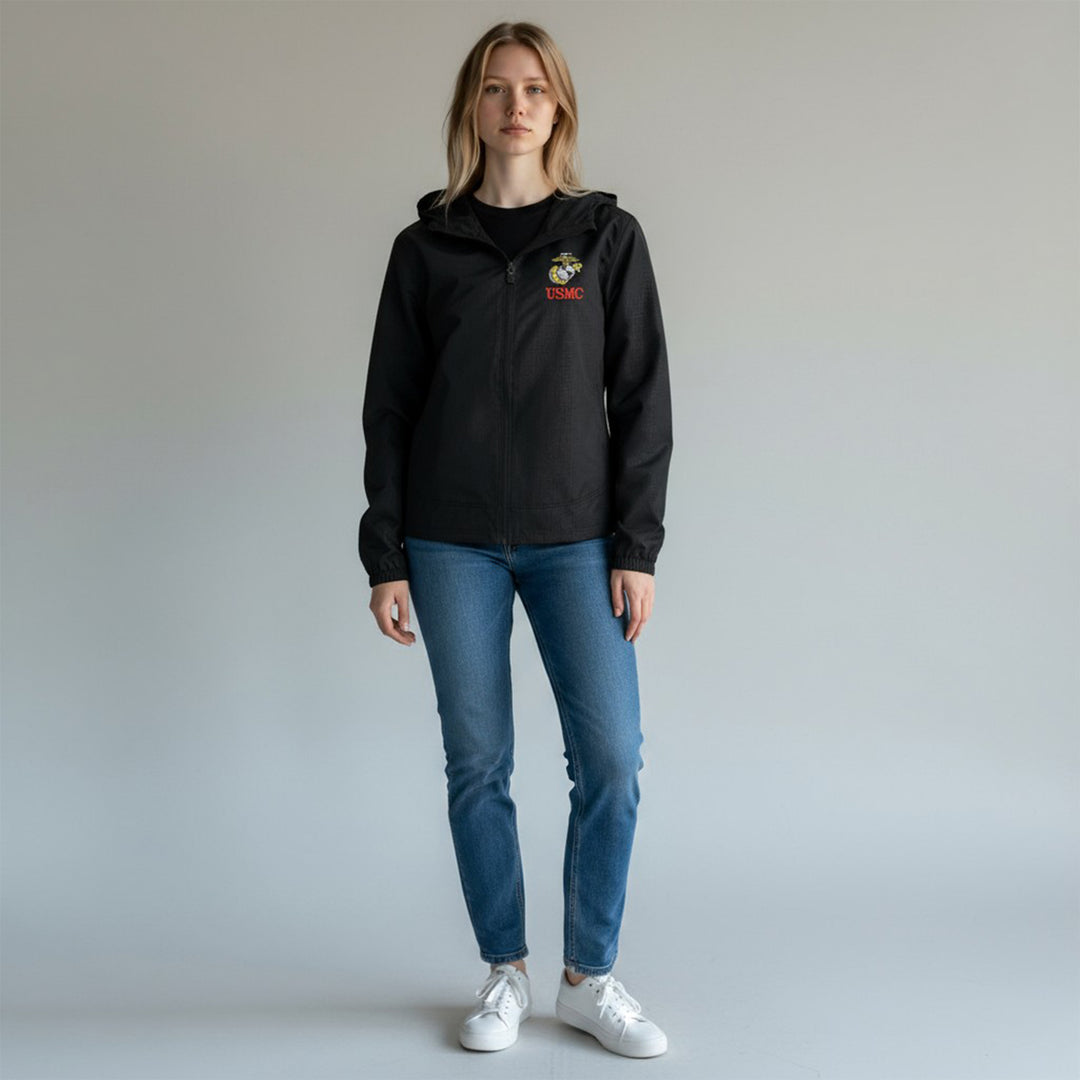 Ladies Embroidered EGA Full Zip Wind Jacket (Black)
