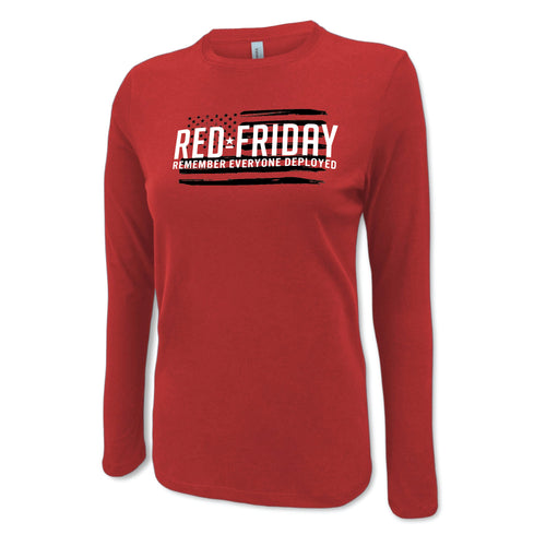 RED Friday Ladies Full Chest Long Sleeve T-Shirt (Red)