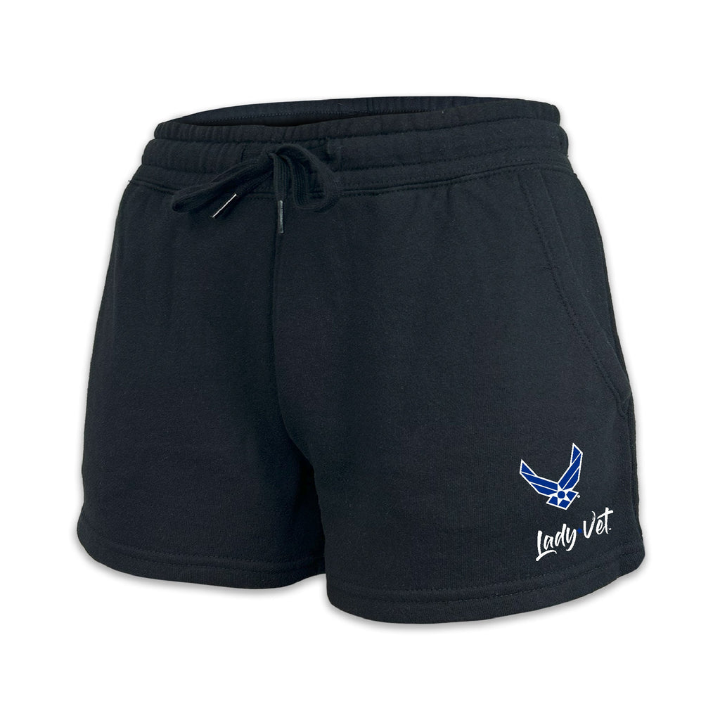 Pick Your Design Air Force Ladies Fleece Shorts (Black)