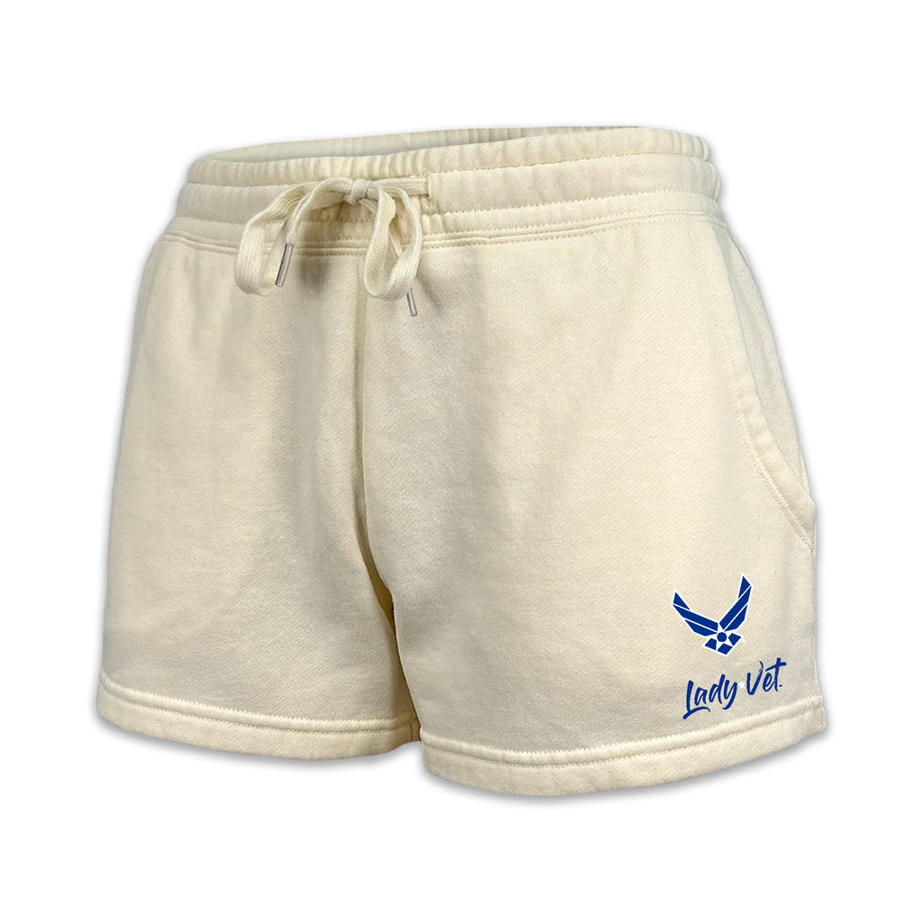 Pick Your Design Air Force Ladies Fleece Shorts (Tan)