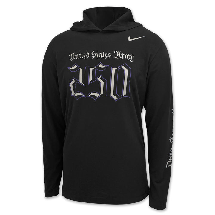 United States Army Nike 2025 Rivalry 250 Cotton LS Hoodie T (Black)