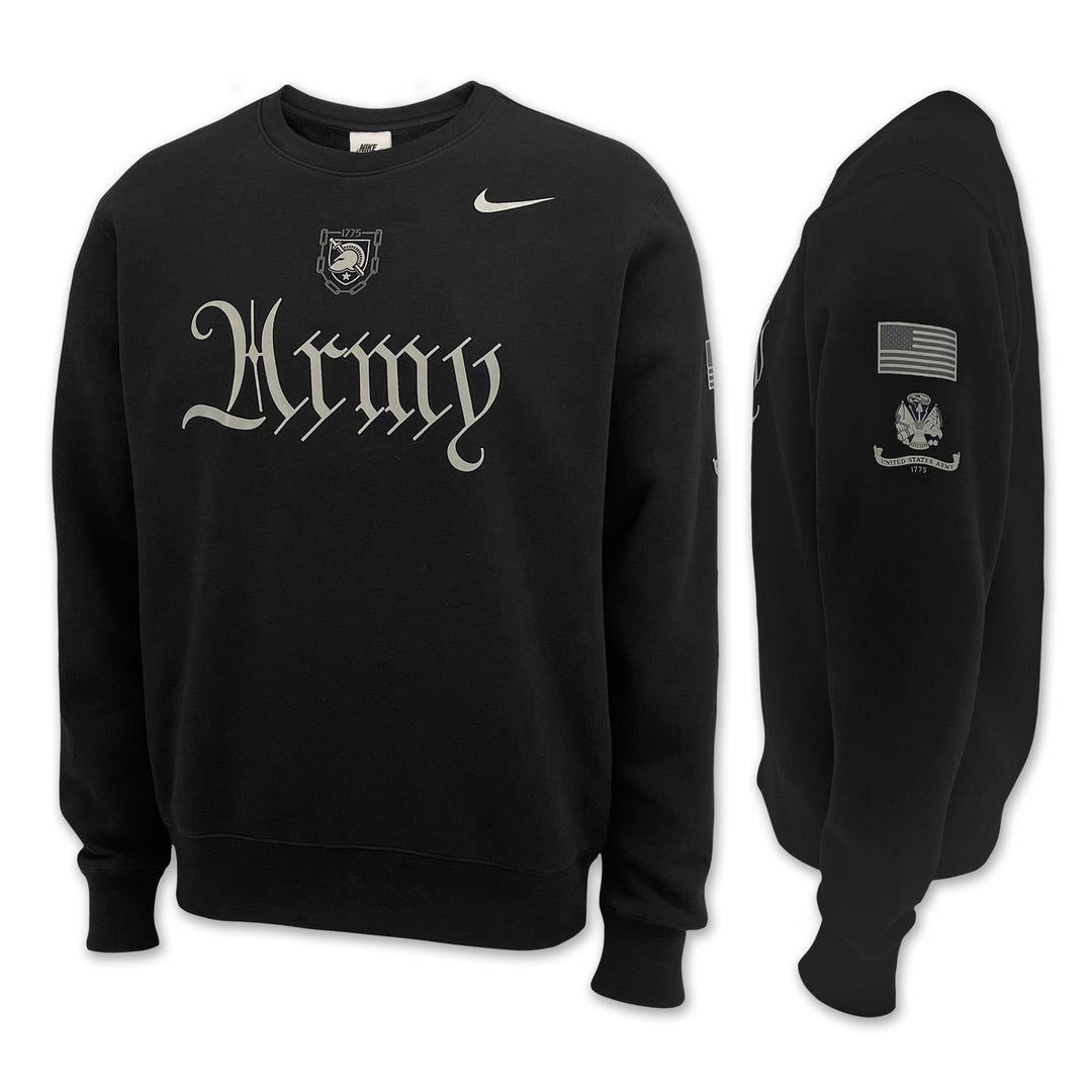 Army Nike 2025 Rivalry Script Club Fleece Crewneck (Black)