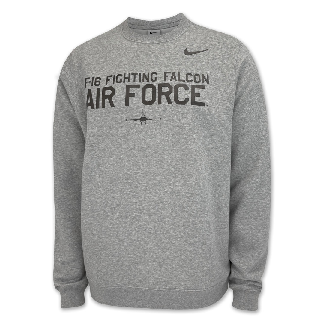 Air Force Nike Rivalry F-16 Fighting Falcon Club Fleece Crewneck (Dark Heather)