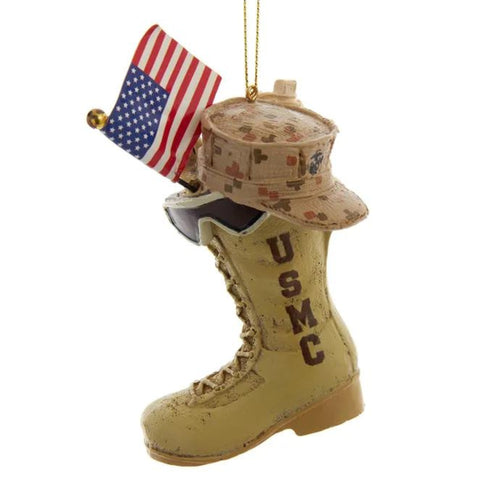USMC Boot With USA Flag Ornament