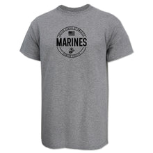 Load image into Gallery viewer, Marines Mens Center Chest Circle Logo T-Shirt (Black Design)