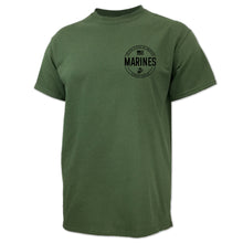 Load image into Gallery viewer, Marines Mens Left Chest Circle Logo T-Shirt (Black Design)