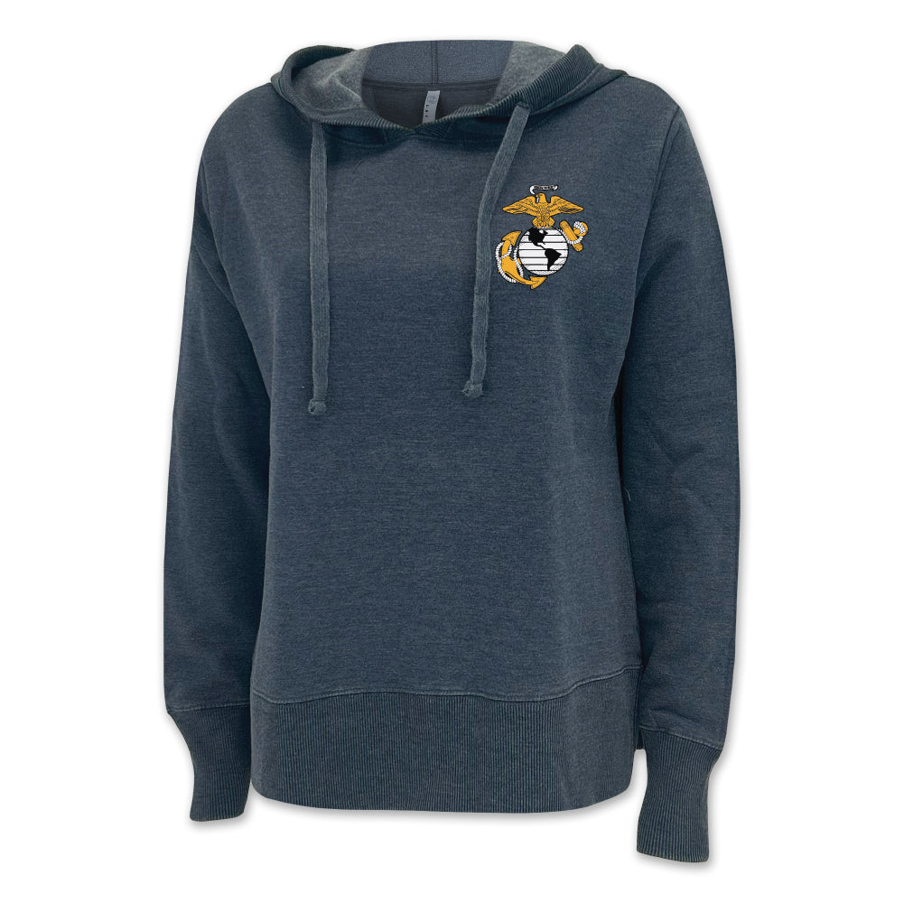 Pick Your Design Marines Ladies Hooded Sweatshirt (Washed Navy)