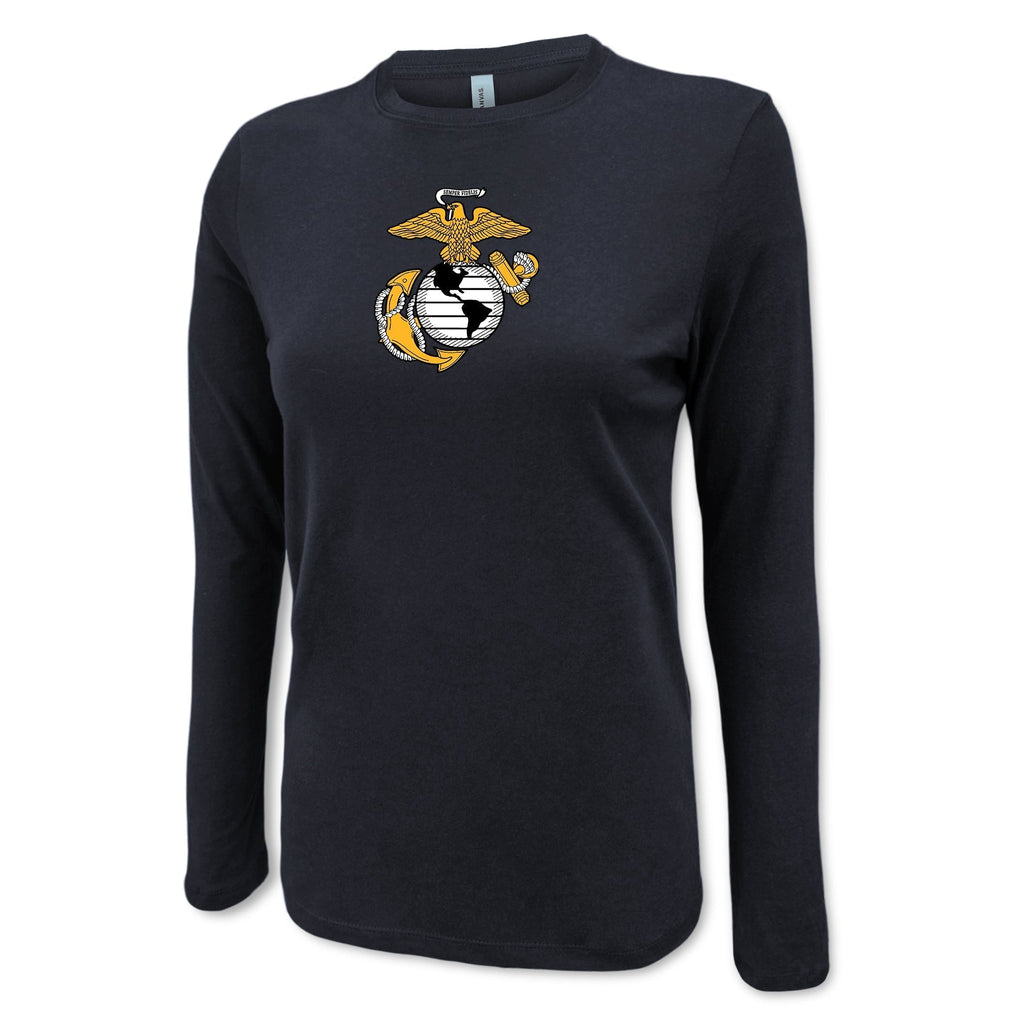 Pick Your Design Marines Ladies Long Sleeve T-Shirt (Black)